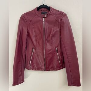 Express Women's Deep Red Faux Leather Jacket